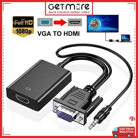 Getmore Vga Male To Hdmi Output Hd P Video Cable Converter Audio