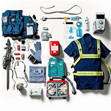 Paramedic gear on white stock photo. Image of flatlay - 264367516