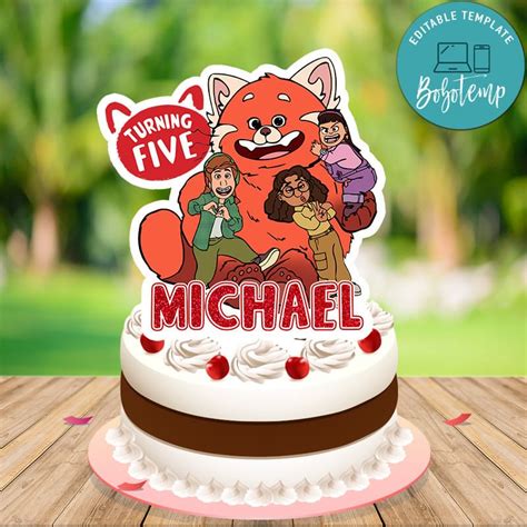 Turning Red Cake Topper Template Printable DIY | Bobotemp