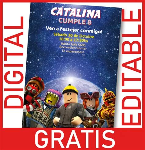 GRATIS Invitación Roblox Editable Digital