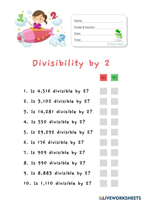 Divisibility By 2 Hunterswoodsph Math Worksheet Live Worksheets