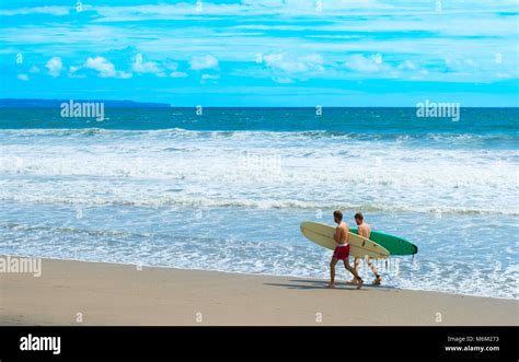 Canggu Bali Island Indonesia Jan 19 2017 Surfers Walking With