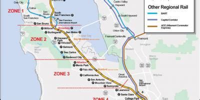 Caltrain system map - Caltrain route map (California - USA)