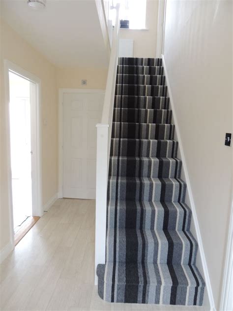 My House Grey Striped Carpeted Stairs Carpet Stairs Striped Carpet