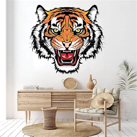 Tiger Head Wall Decal Tiger Wall Sticker Tiger Wall Decor Etsy