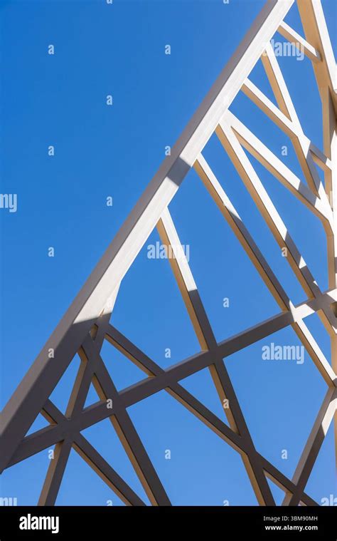 Abstract vertical photo. Metallic framework designed with geometric ...