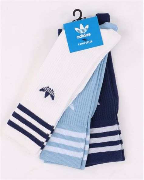 Adidas Originals Solid Crew Socks 3 Pack Whitenavyblue 80s Casual