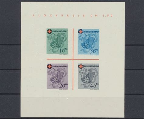 FZ Rheinland Pfalz MiNr Block 1 Type II Ungebraucht Briefmarken