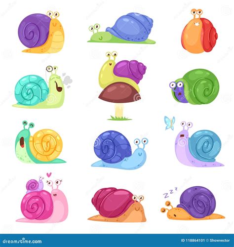 Snail Vector Snail Shaped Character With Shell And Cartoon Snailfish Or