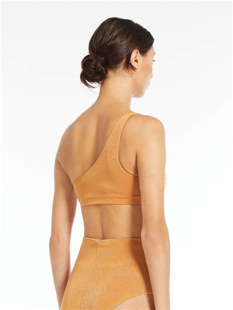 Jersey And Lurex One Shoulder Bikini Top Orange ALEXIA Max Mara