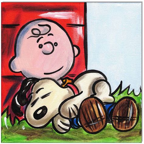 PEANUTS Charlie Snoopy IV 20 x 20 cm Original Acrylgemälde auf