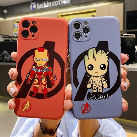 New Marvel Avengers Iron Man Groot Cute Phone Case For Apple Iphone Se 7 8 6 S Plus 11 Pro X Xs