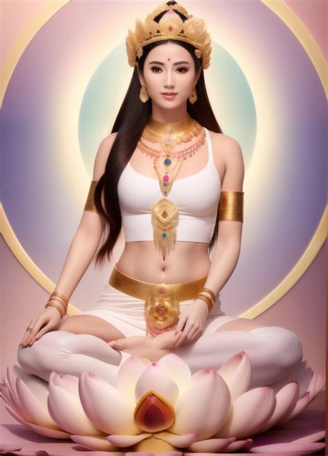 There Was A Beautiful Woman Sitting On A Large Lotus FlowerSacral Disc