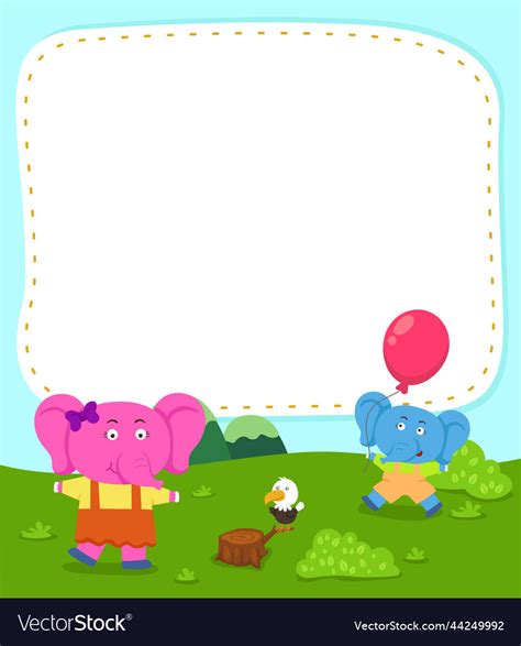 Empty banner template with cartoon elephant Vector Image