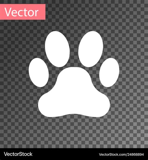 White Paw Print Icon Isolated On Transparent Vector Image