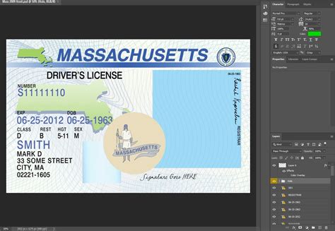 Massachusetts Driving License Psd Template Driving License Template