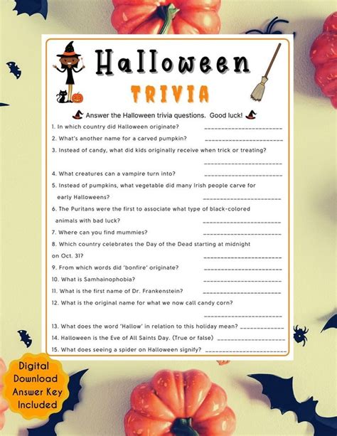 A Halloween Trivia With Pumpkins And Bats