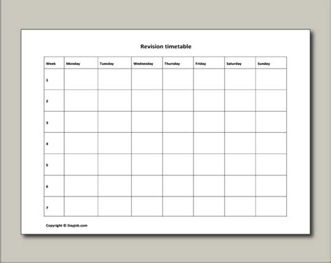 Revision timetable, template, online, free, GCSE, blank, printable, exam, studying