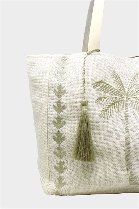 Palm Tree Jute Beach Bag Whitelight Gold In 2024 Jute Beach Bag