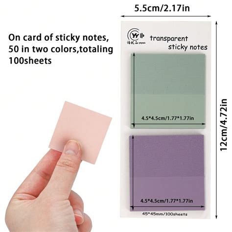 Pcs Bright Colour Transparent Sticky Notes Self Stick Note Pads