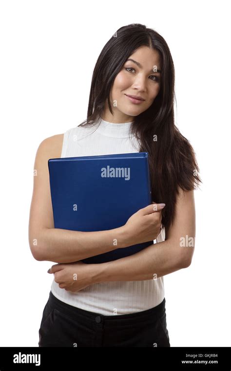 Happy Working Business Woman Holding A Folder Stock Photo Alamy