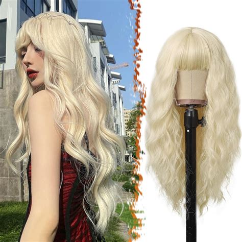 Amazon BARSDAR Long Blonde Wig With Bangs 26 In Long Wavy Wig