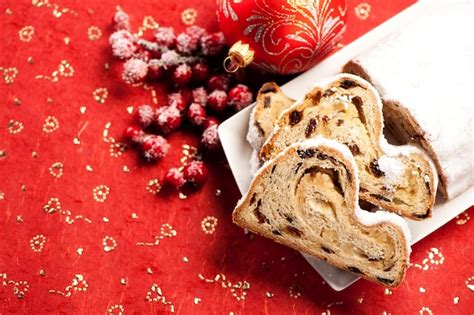 Premium Photo Stollen And Christmas Decorations Top View