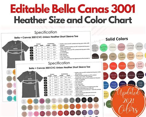 Bella Canvas 3001cvc Color Chartbellacanvas Color Chartcolor Chart