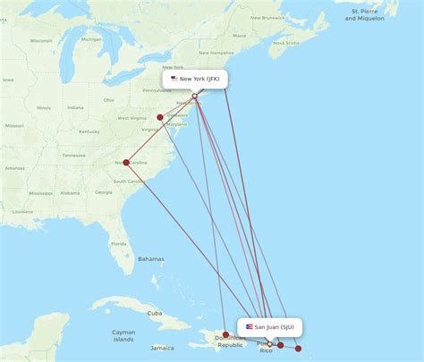 All flight routes from San Juan to New York, SJU to JFK - Flight Routes