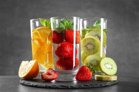 4k 5k Kiwi Strawberry Orange Fruit Drinks Highball Glass Three 3