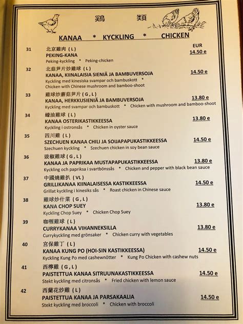 Menu At Nanking Restaurant Helsinki