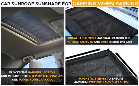 Econour Car Sunroof Sunshade Cover With Storage Pouch Car Window Screens For