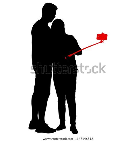 Silhouettes Man Woman Taking Selfie Smartphone Stock Vector Royalty Free 1147146812 Shutterstock