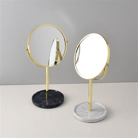 Marble Plate Standing Mirror Cosmetic Mirror White Marble Grey Stone