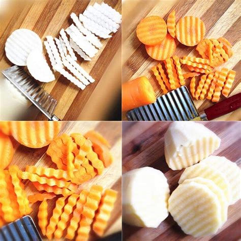 Potato Chip Vegetable Crinkle Wavy Cutter Blade Tool Fry Fries Hand