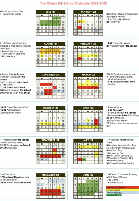 School Calendar – The Cherry Hill School