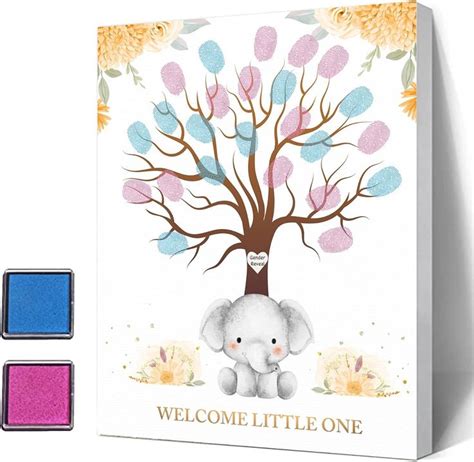 Baby Gender Reveal Fingerprint Tree Baby Shower Decorations