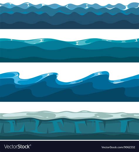 Cartoon ocean sea water waves seamless Royalty Free Vector