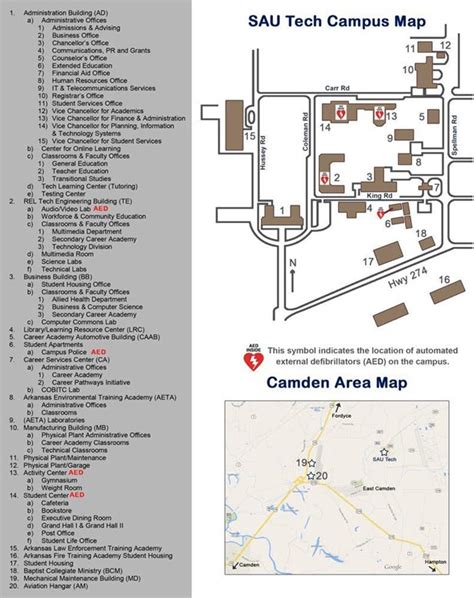 Southern Arkansas University Tech A 1 Campus Map