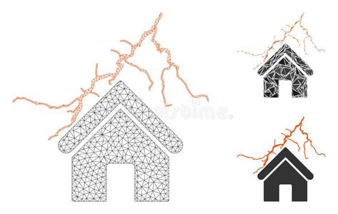 Home In Thunderstorm Vector Mesh Network Model And Triangle Mosaic Icon