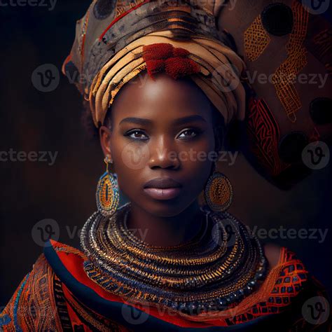 Portrait Realistic Graphics Of An African Woman With Strong Facial