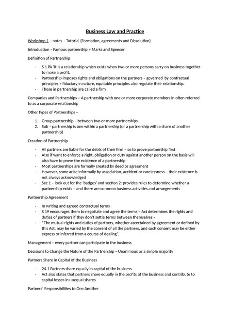 BLP Week 1 Notes Print Business Law And Practice Workshop 1