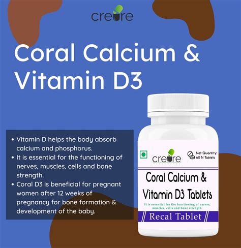 Creure Calcium & Vitamin D3 Supplement For Bones | 60 Capsules