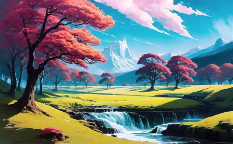 Lienzo Pintura De Paisaje Para Cuentos De Hadas Ilustraciones De Libros