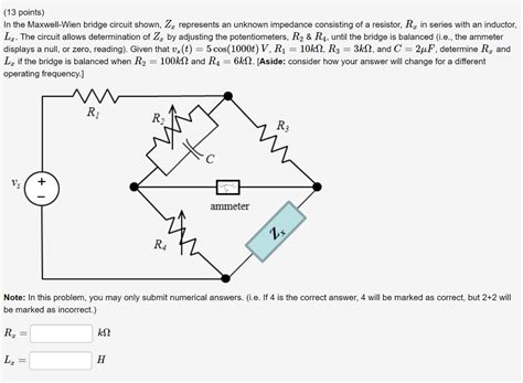 Solved Points In The Maxwell Wien Bridge Circuit Shown Chegg