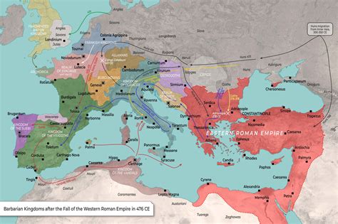 Map of Barbarian Kingdoms (After the Fall of the Western Roman Empire ...