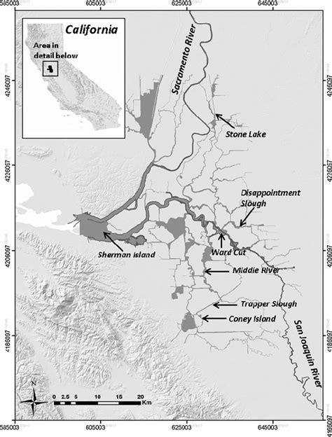 The Sacramento San Joaquin Delta In California Usa The Sites Marked