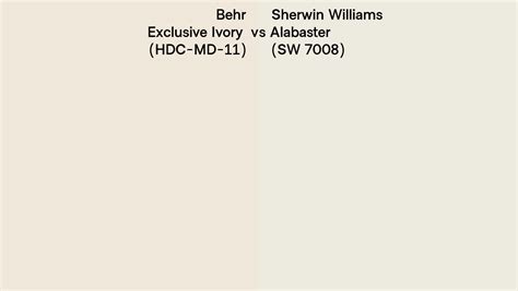 Behr Exclusive Ivory Hdc Md 11 Vs Sherwin Williams Alabaster Sw 7008