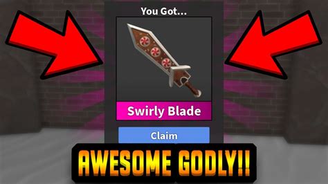 [1 000 Free Knives] I Finally Got The Swirly Blade Godly Roblox Mm2 Youtube