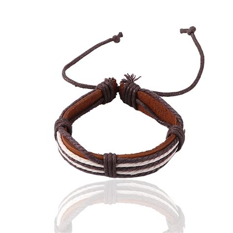 Pcs Fashion Wrap Hemp Rope Faux Leather Classic Braided Rope Bracelet